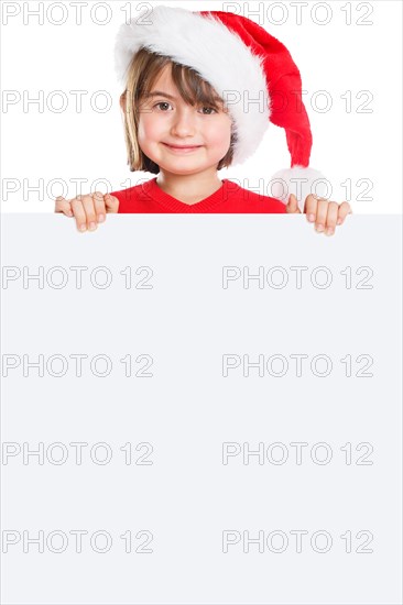 Child Girl Santa Claus Christmas Sign Text Free Space Copyspace Freisteller