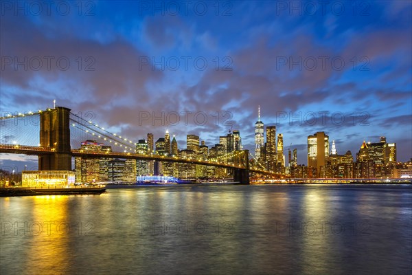 New York City Skyline Night City Manhattan Brooklyn Bridge World Trade Center WTC in New York