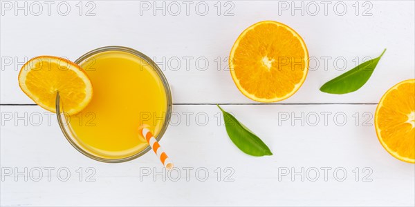 Orange juice Orange juice drink fruit juice from above Panorama