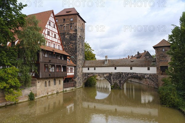 Weinstadel and Henkersteg on the River Pegnitz