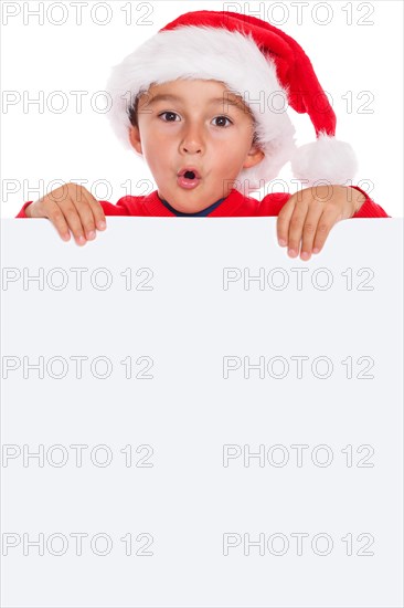 Child Father Christmas Santa Claus Christmas Christmas Card Card Text Free Space Copyspace Surprised Amazed Surprise Exempted Isolated