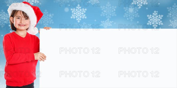 Child Santa Claus Christmas Girl Sign copy space Copyspace Copy Space