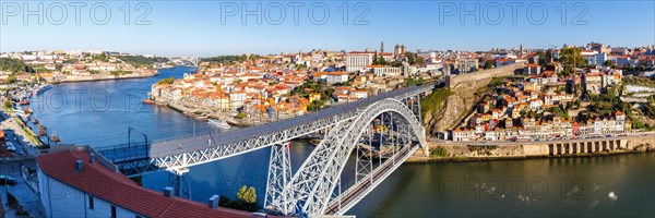 Porto with bridge Ponte Dom Luis I over river Douro travel city panorama in Porto