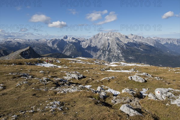 Watzmann Mountains with plateau of the Schneibstein in the foreground