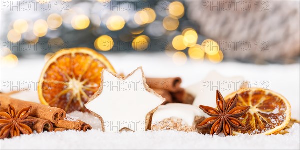 Christmas Cookies Christmas Cookies Pastry Cinnamon Cinnamon Star Banner Decoration Snow