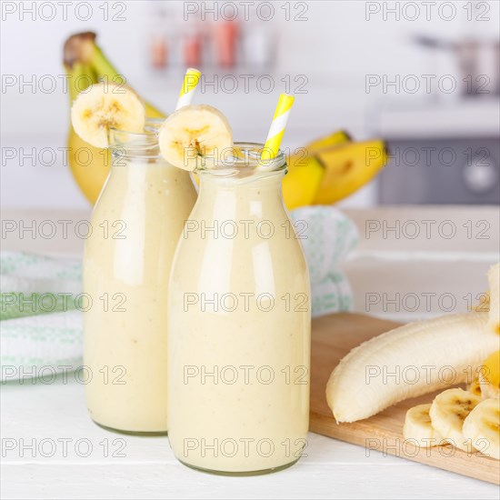 Banana Smoothie fruit juice drink juice in bottle square