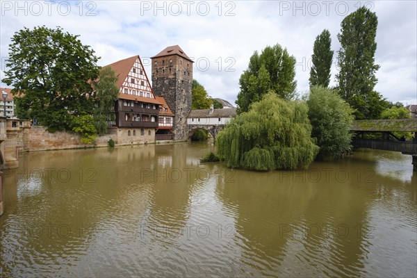 Weinstadel and Henkersteg on the River Pegnitz