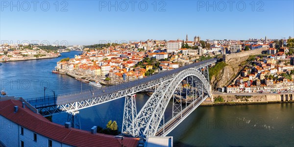 Porto with bridge Ponte Dom Luis I over river Douro travel city panorama in Porto