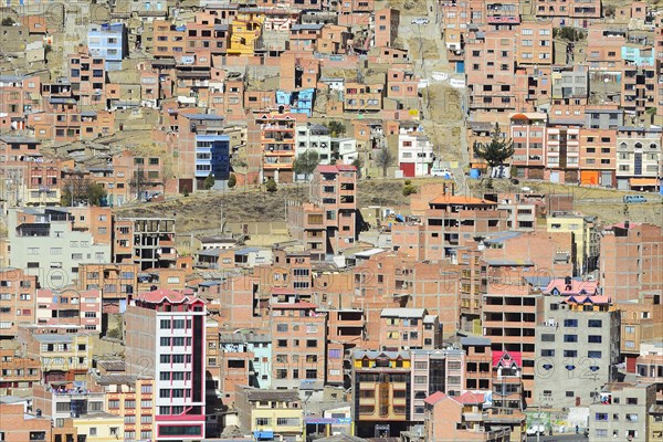 View of the sea of houses in the capital La Paz