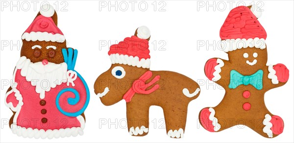 Christmas gingerbread Father Christmas with reindeer elk figures food Christmas market pastry exempted