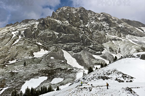 Winter hike in the French Chablais at the foot of the Dent d'Oche peak