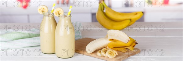 Banana Smoothie Fruit Juice Drink Juice in Bottle Panorama