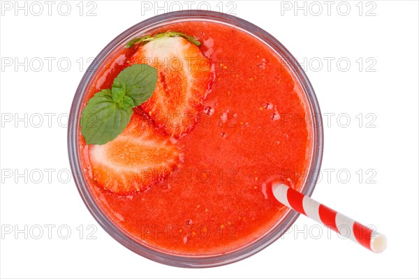 Strawberry Smoothie Fruit Juice Drink Juice Strawberry in Glass cut out Isolated From Above