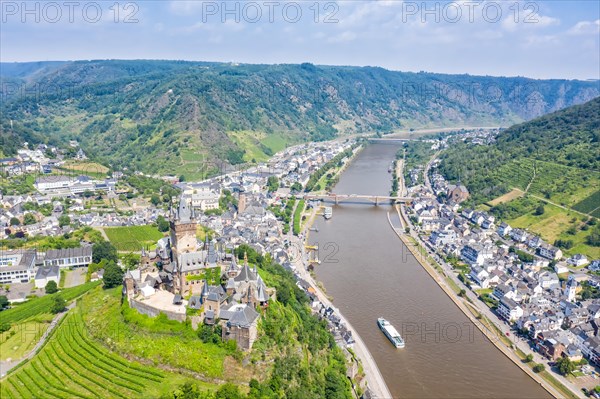 City of Cochem on the Moselle River with Reichsburg Castle in Cochem