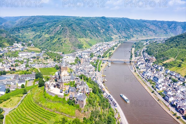 City of Cochem on the Moselle River with Reichsburg Castle in Cochem