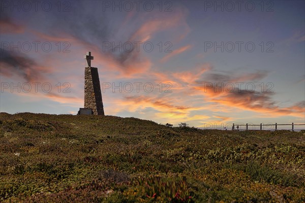 Monument with stone cross marks westernmost point of the continent of Europe