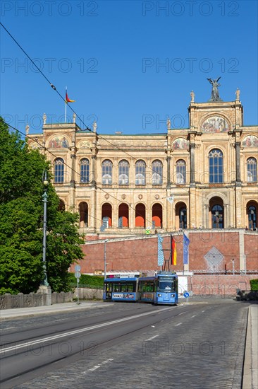 Tram Tram Adtranz GT6N Train Local traffic at the Maximilianeum in Munich