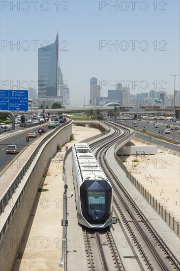 Alstom Citadis Tram Dubai public transport transport transport transport at Dubai Marina stop in Dubai