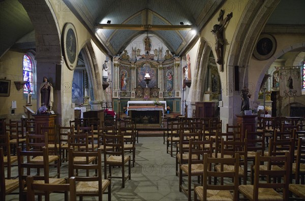 Interior and altar of the coastal church Eglise Saint-Michel