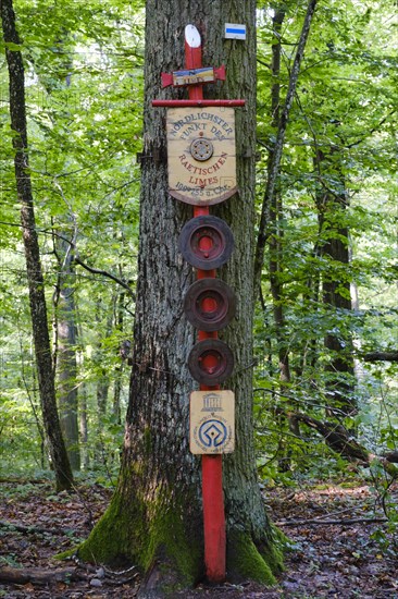 Tree trunk with sign