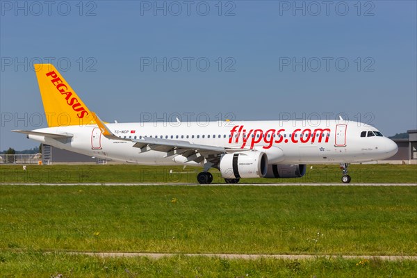 A Pegasus Airbus A320neo with registration TC-NCP at Stuttgart Airport