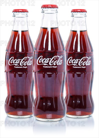 Coca Cola Coca-Cola lemonade soft drink drinks in bottles cut-out isolated against a white background
