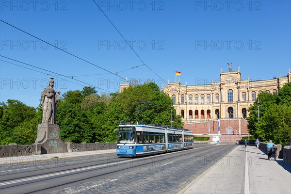 Tram Tram Adtranz GT6N Train Local traffic at the Maximilianeum in Munich