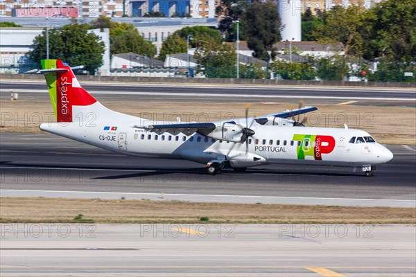 An ATR 72-600 aircraft of TAP Portugal Express with registration CS-DJE at Lisbon Airport