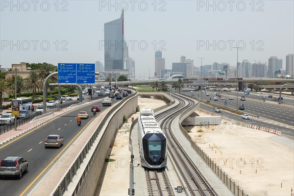 Alstom Citadis Tram Dubai public transport transport transport transport at Dubai Marina stop in Dubai