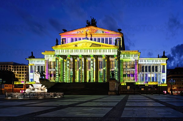 Konzerthaus Berlin Concert Hall and Schiller monument during the Festival of Lights