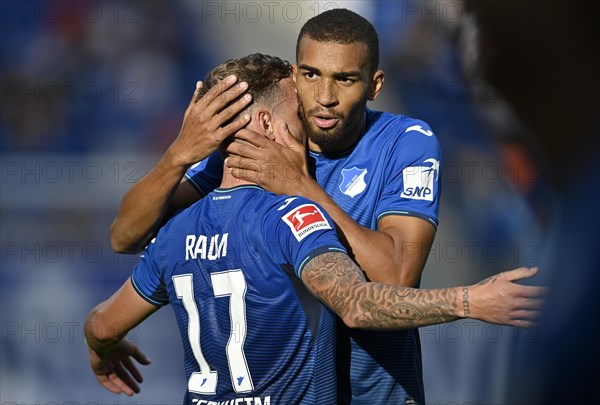 Goal celebration David Raum TSG 1899 Hoffenheim with Kevin Akpoguma TSG 1899 Hoffenheim