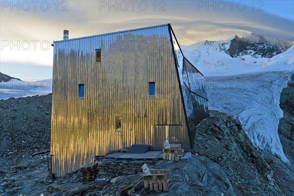 Sunset at the Cabane de Tracuit mountain hut