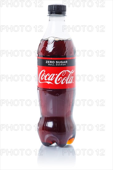 Coca Cola Coca-Cola Coke Zero Sugar Lemonade Soft Drink Beverage in a Plastic Bottle Cut-out isolated against a white background