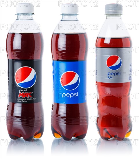 Pepsi Cola Lemonade Softdrink Drinks in Plastic Bottles cut out isolated