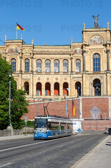 Tram Tram Adtranz GT6N Train Local traffic at the Maximilianeum in Munich