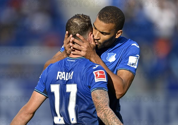 Goal celebration David Raum TSG 1899 Hoffenheim with Kevin Akpoguma TSG 1899 Hoffenheim