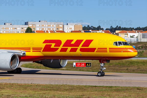 A Boeing 757-200SF aircraft of DHL European Air Transport EAT with registration D-ALEQ at Porto Airport