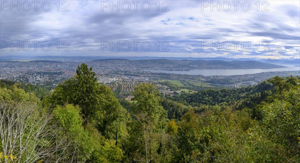 View from the Uetliberg to the city of Zurich and Lake Zurich