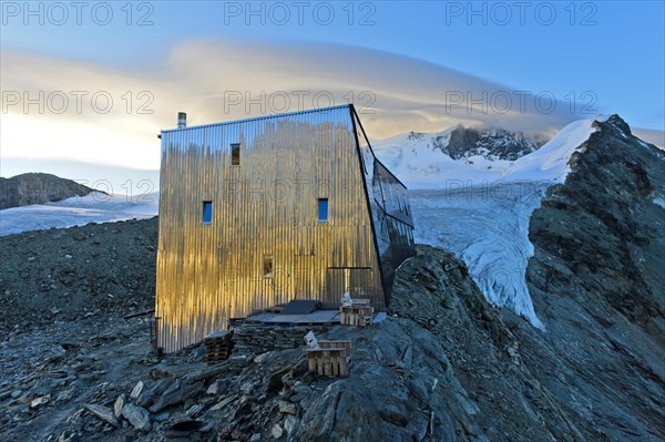 Sunset at the Cabane de Tracuit mountain hut