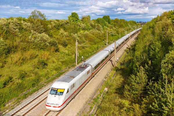 Deutsche Bahn DB ICE 1 train on the new NBS Mannheim-Stuttgart line in Germany