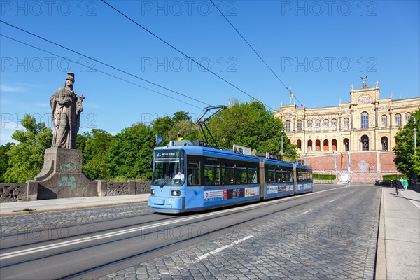 Tram Tram Adtranz GT6N Train Local traffic at the Maximilianeum in Munich