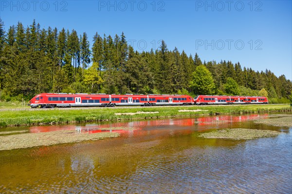 Pesa Link Regional train of Deutsche Bahn DB Bayern in Allgaeu in Ruderatshofen