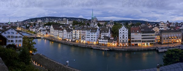 View of Niederdorf at dusk