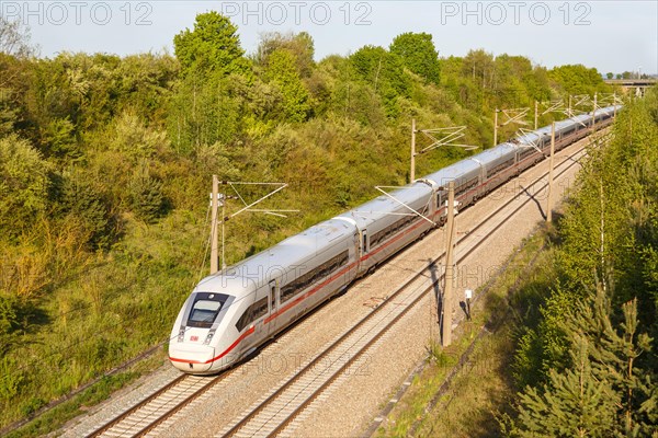 Deutsche Bahn DB ICE 4 train on the new NBS Mannheim-Stuttgart line in Germany