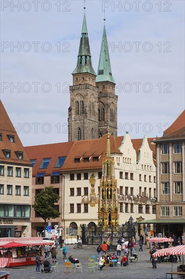 Main Market Square with Beautiful Fountain and Sebaldus Church