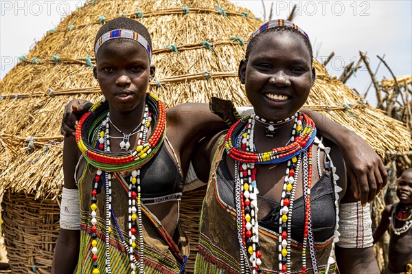 Traditional dressed girls from the Toposa tribe