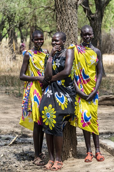 Traditional dressed girls from the Toposa tribe