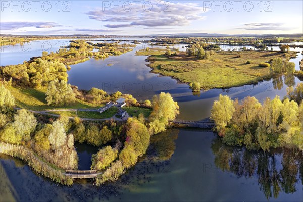 Front left Wooden bridge and observation tower on bird island