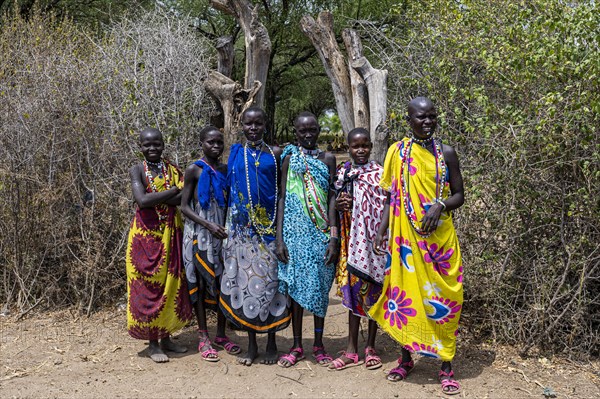 Traditional dressed girls from the Toposa tribe