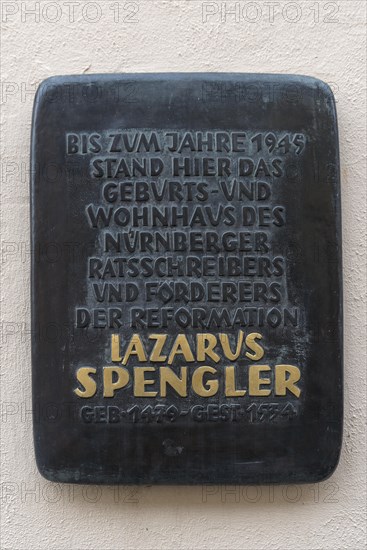 Commemorative plaque to Lazarus Spengler